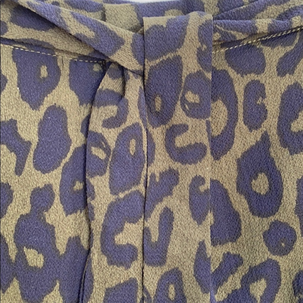 NWT Olive & black animal print, wide leg pants. L